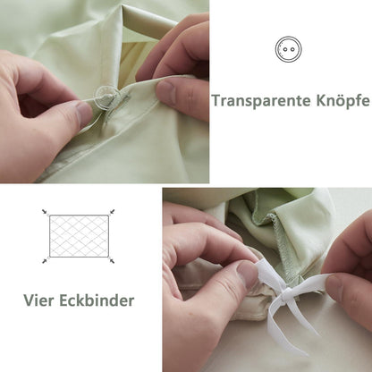 Bambus Bettwäsche Set 220x240 cm, Mintgrün – Seidig Weich & Kühl