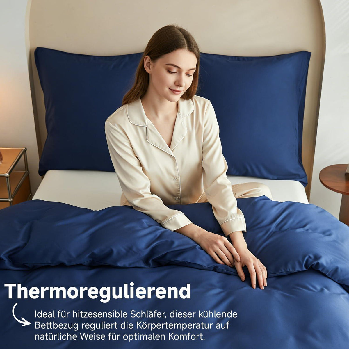 Bambus Bettwäsche-Set Dunkelblau 220x240 cm – Seidig Weich & Kühl