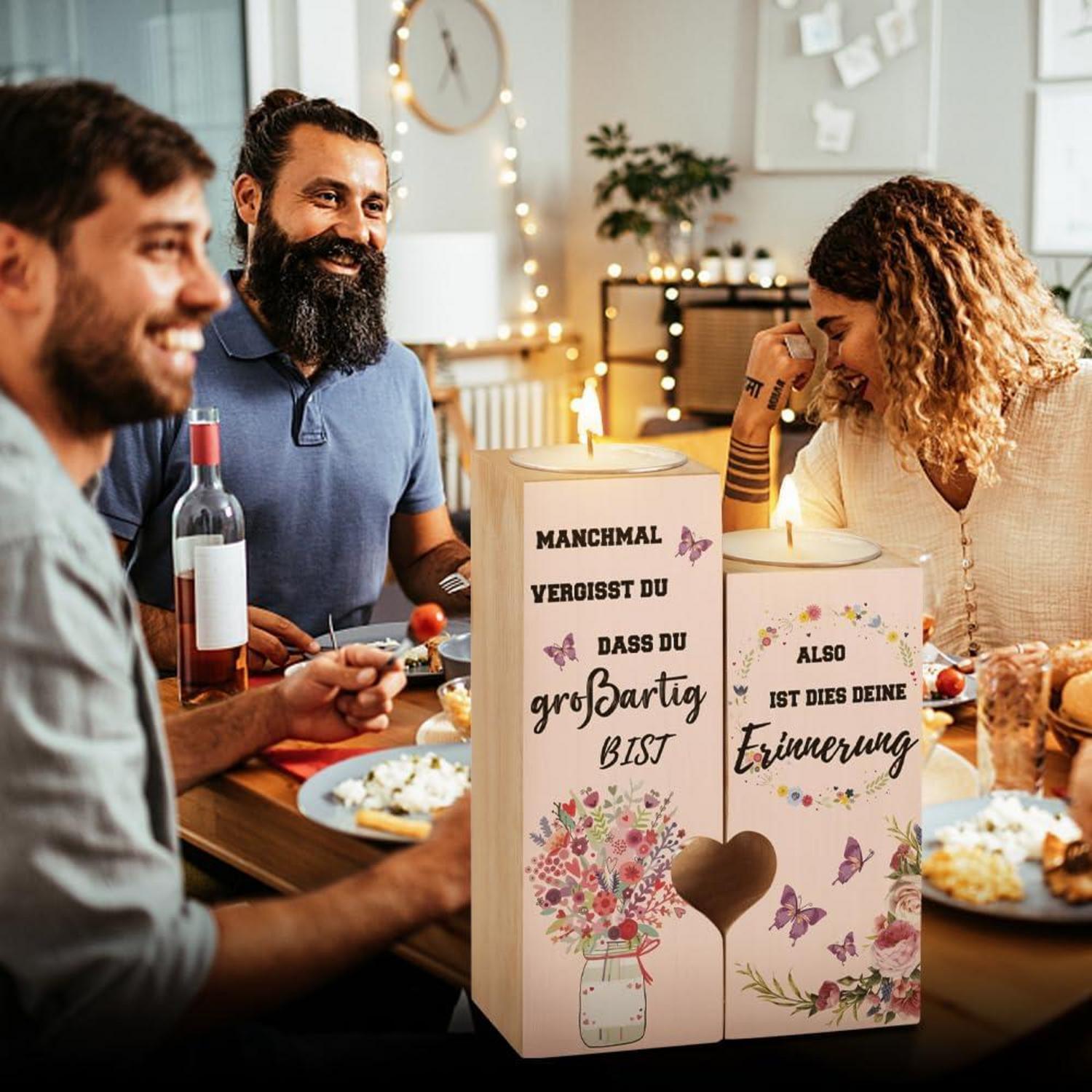 Herz Kerzenständer Holz Geschenk Weihnachten Geburtstag für Frauen
