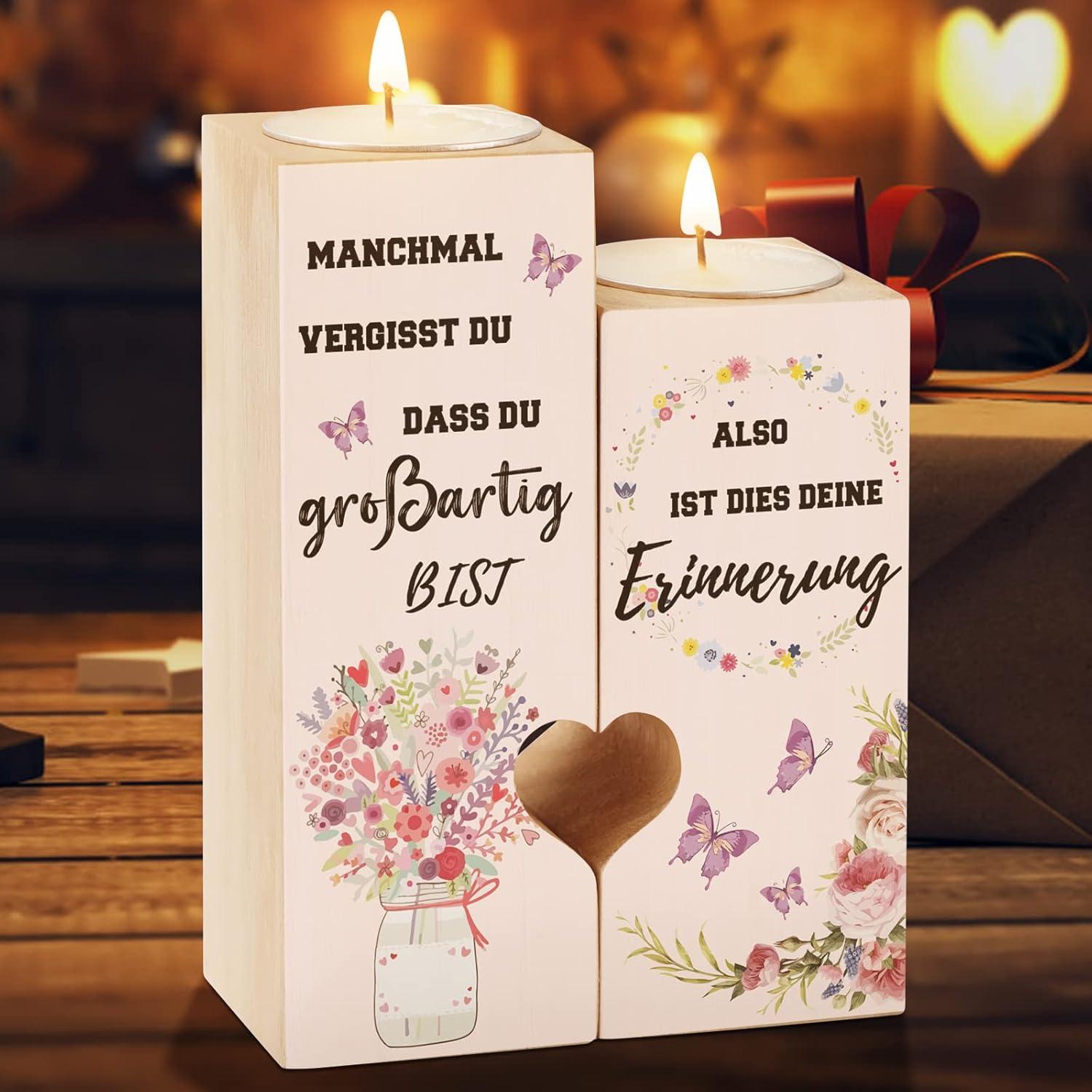 Herzförmiger Kerzenhalter Geschenk für Frauen Weihnachten Geburtstag, Mama Tochter Schwester