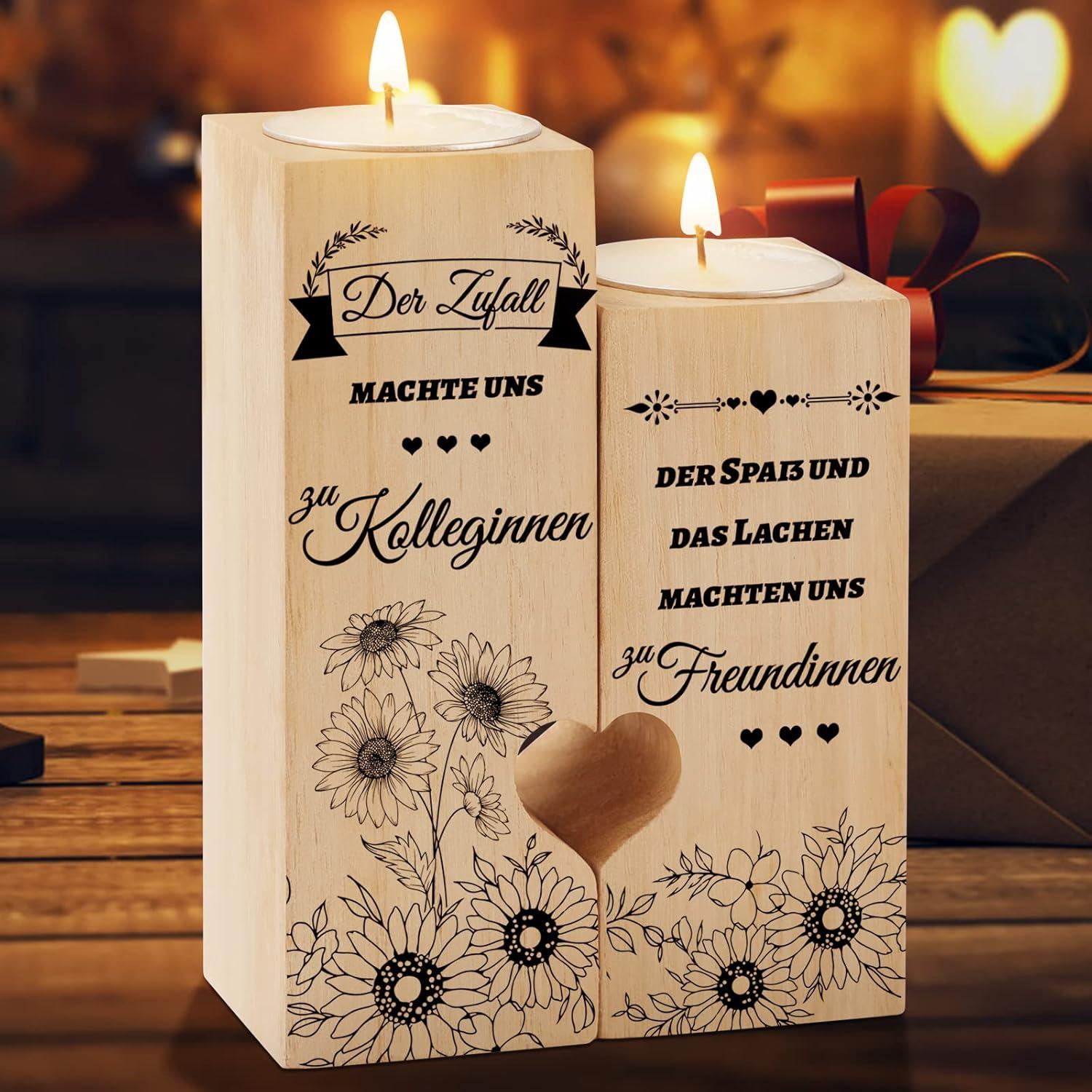 Abschiedsgeschenk Kollegin Kerzenständer Herzform mit Teelichthalter