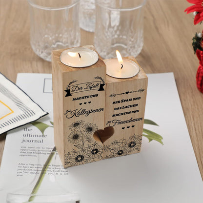 Abschiedsgeschenk Kollegen Herzform Kerzenhalter Holz Weihnachten