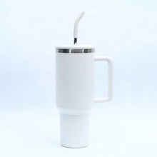 Isolierter Edelstahlbecher mit Griff und Strohhalm 40oz 1200ml White