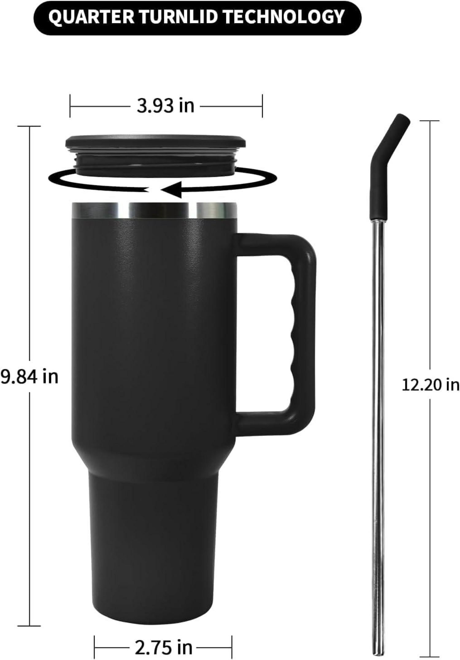 Isolierter Edelstahlbecher mit Griff und Strohhalm 40oz 1200ml White
