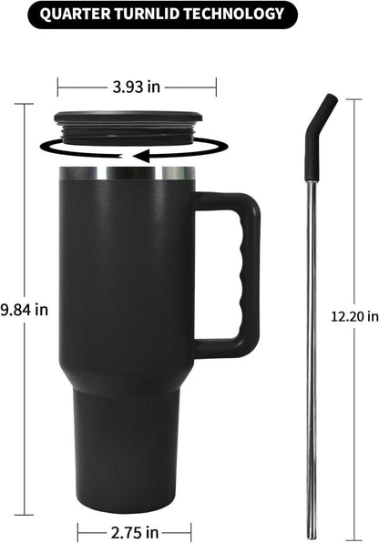 Isolierter Edelstahlbecher mit Griff und Strohhalm 40oz 1200ml White