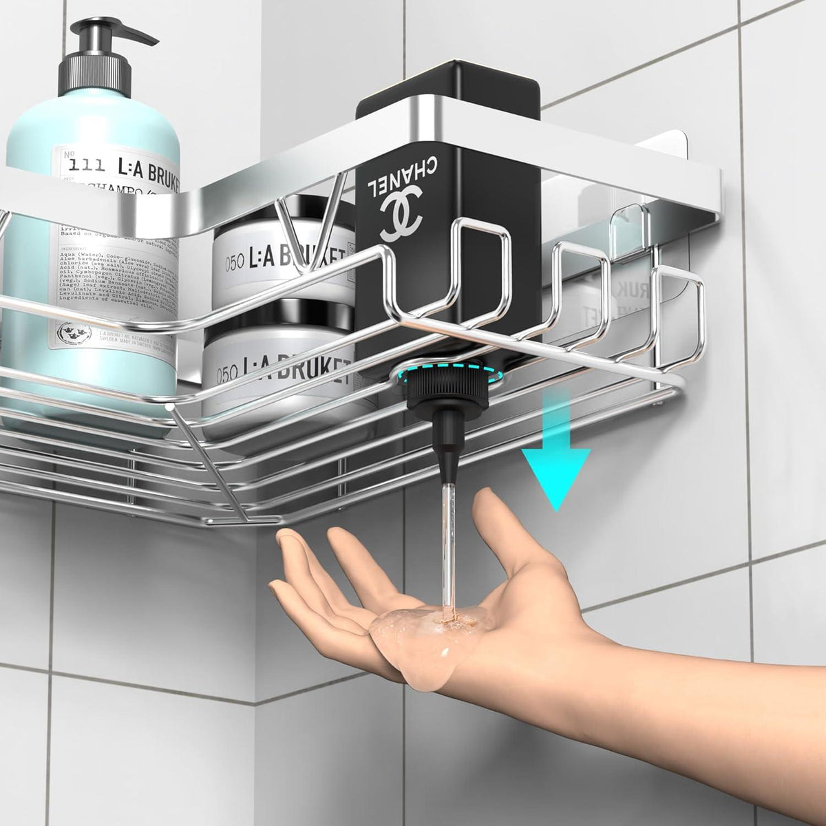 Duschablage Ecke aus Edelstahl ohne Bohren für Dusche Silber