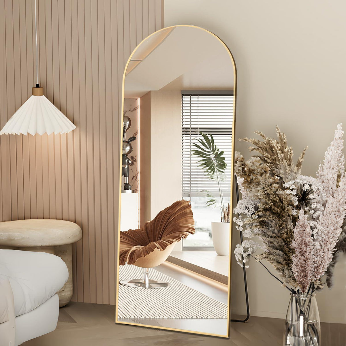 Ganzkörperspiegel Bogenförmig Gold 162x53cm – Stand- & Wandspiegel