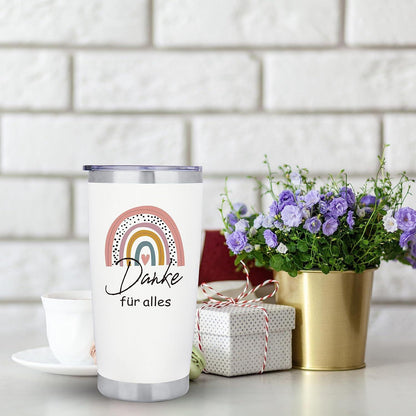 Regenbogenmuster Dankeschön 20oz Travel Mug Edelstahl Becher