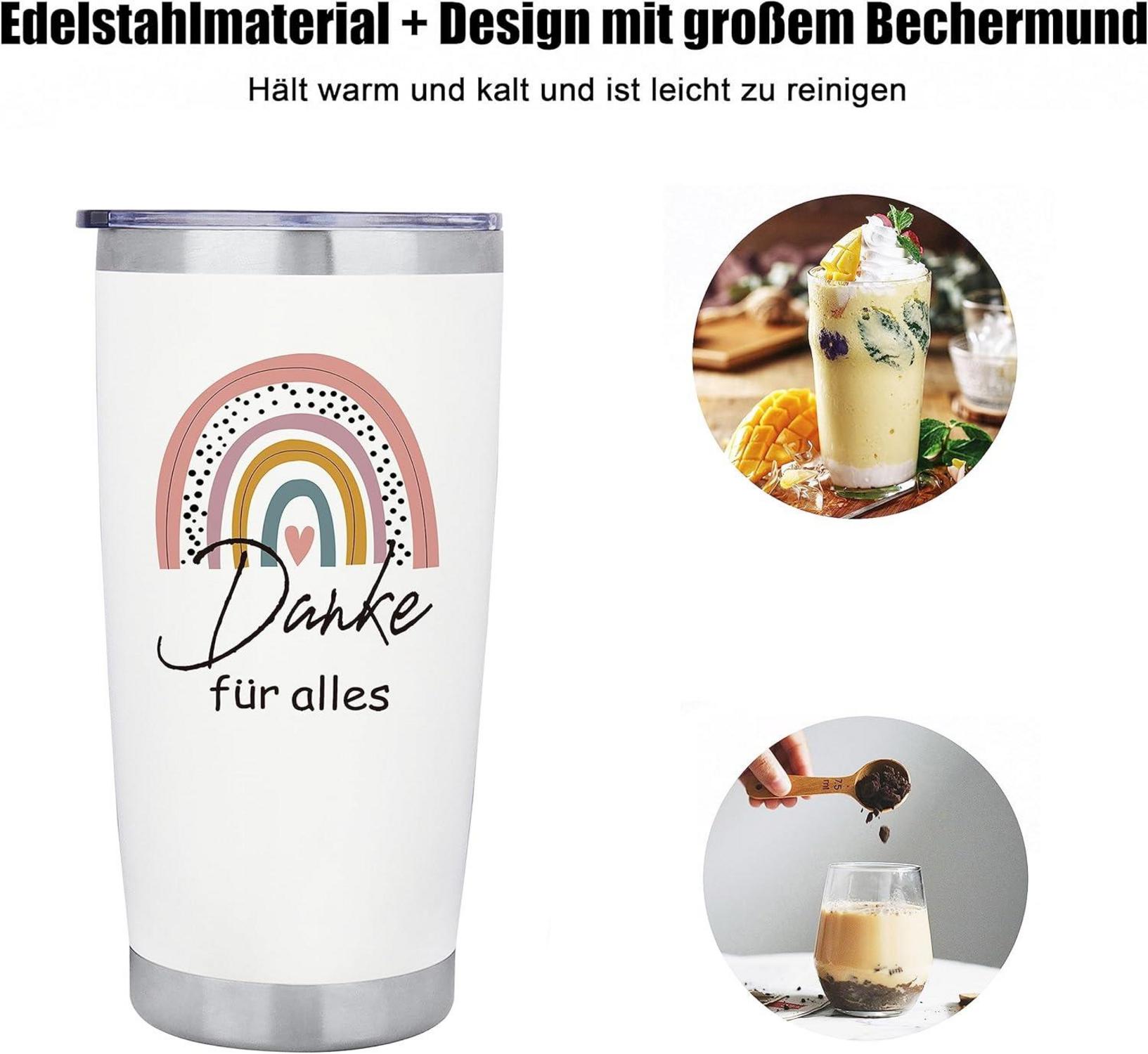Merclix Regenbogen Edelstahl Reisebecher 20oz Dankeschön Geschenk