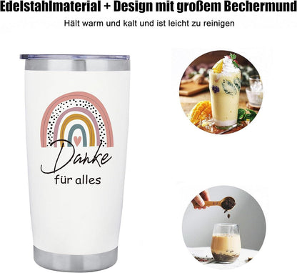 Merclix Regenbogen Edelstahl Reisebecher 20oz Dankeschön Geschenk