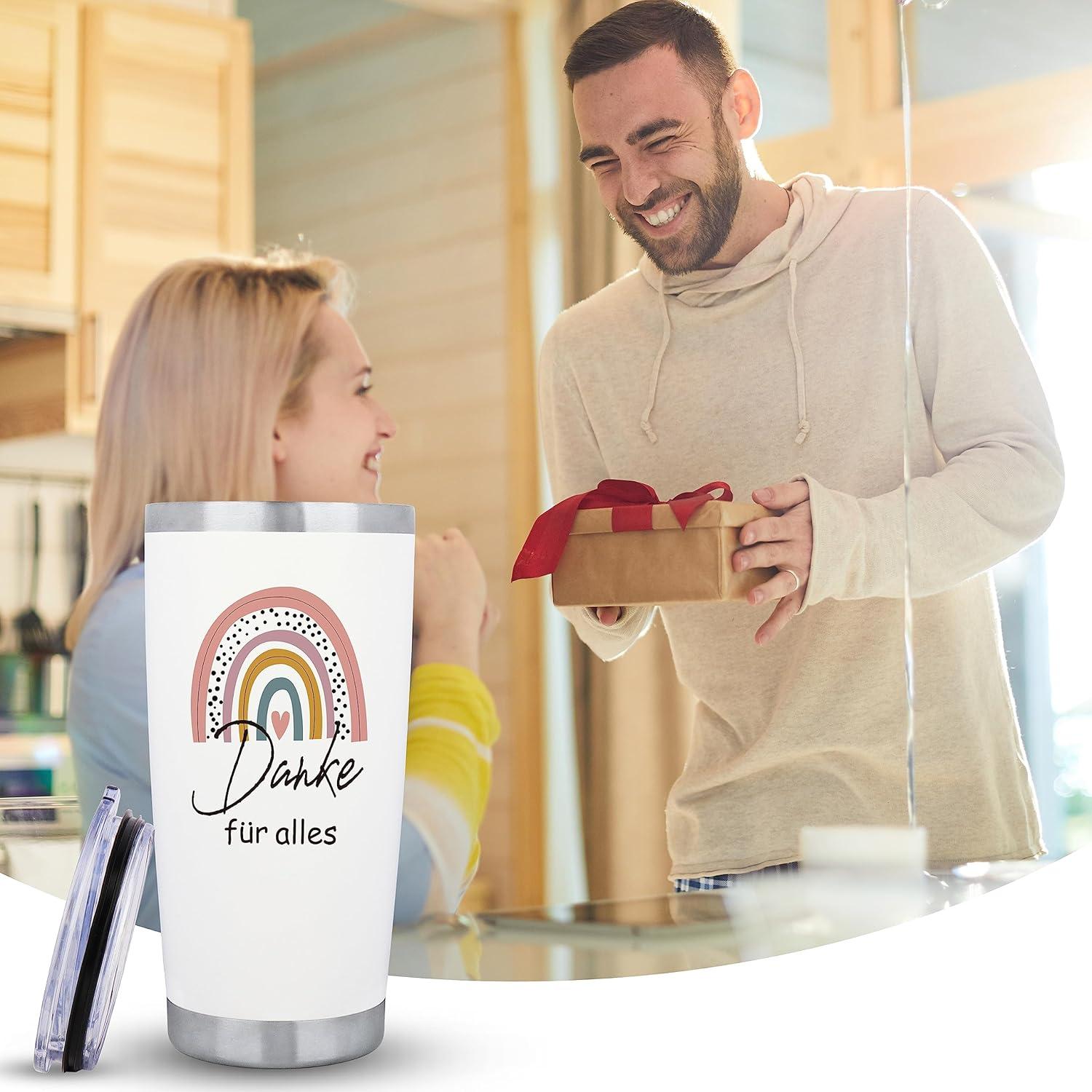 Regenbogenmuster Dankeschön 20oz Edelstahl Travel Mug Geschenk