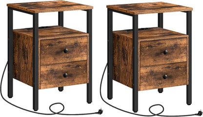 Nachttische mit Ladestation und Schubladen 2er Set Vintage Sofa