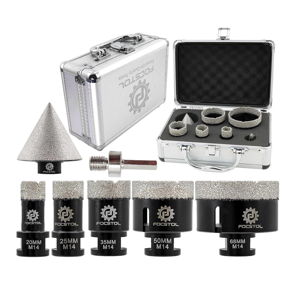 Diamant Fliesenbohrer Set 7-teilig mit Fasenbohrer & Adapter
