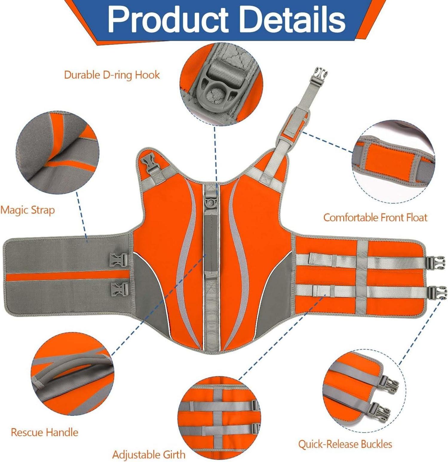 Schwimmweste für Hunde Neopren-Rettungsweste Auftriebskraft Orange