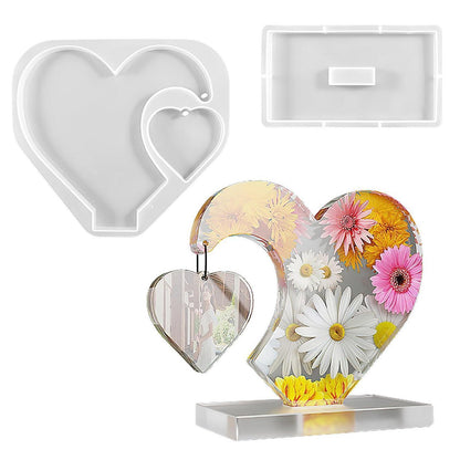 2x Herz Silikonform Groß für Epoxidharz & Resin