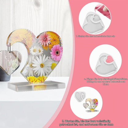 2x Herz Silikonform Groß für Epoxidharz & Resin
