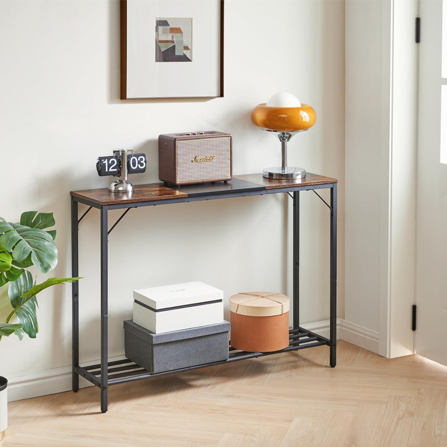 YMYNY Konsolentisch Schmaler Eingangstisch mit Regalen