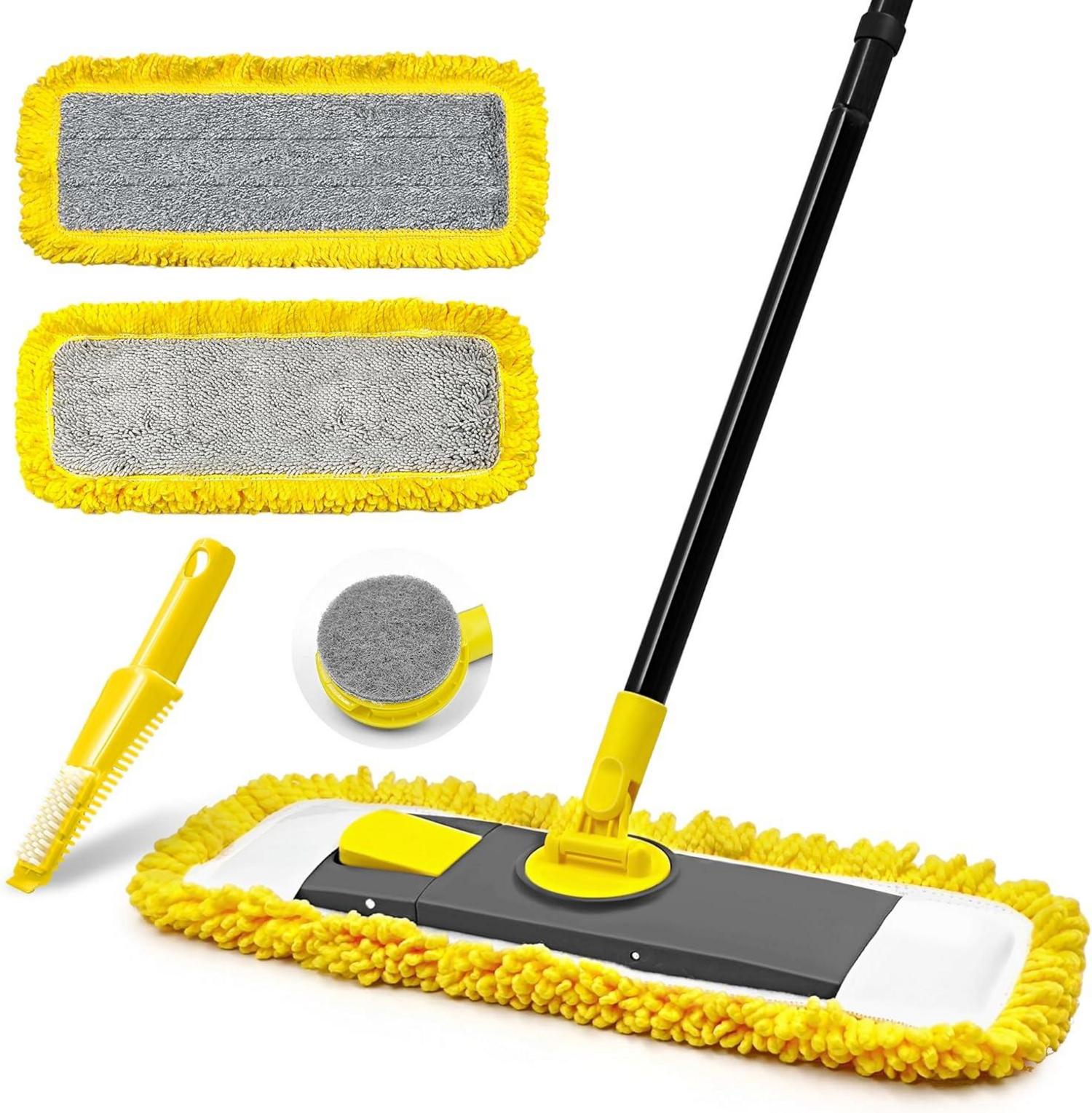 Bodenwischer Wischmopp Mikrofaser Chenille Pads 127 cm Teleskopstiel