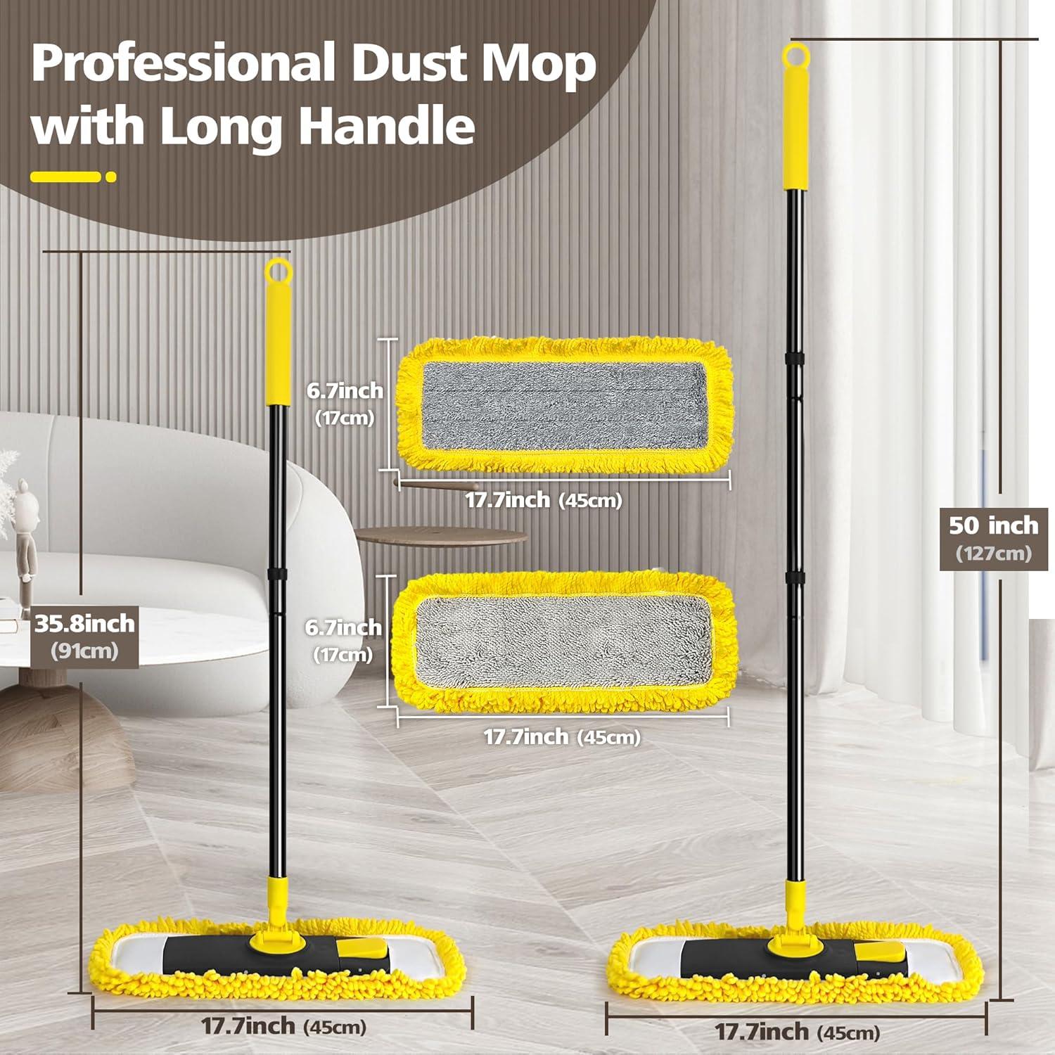 Bodenwischer Wischmopp mit Chenille & Mikrofaser Pads 127cm