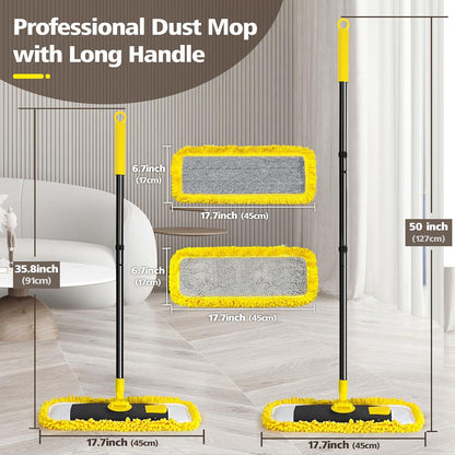 Bodenwischer Wischmopp mit Chenille & Mikrofaser Pads 127cm