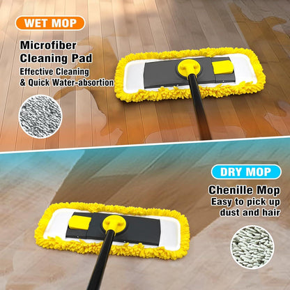 Bodenwischer Wischmopp Mikrofaser Chenille Pads 127 cm Teleskopstiel