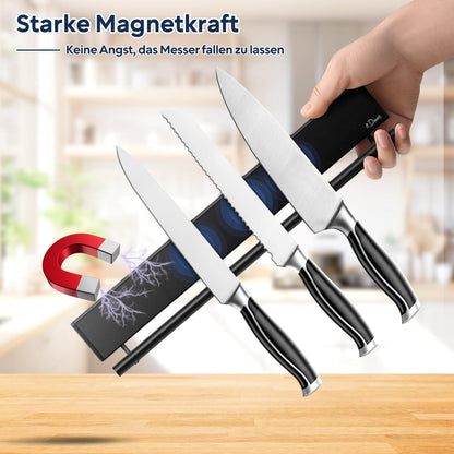 Magnetischer Messerhalter Bambus 40 cm stark 2 Haken