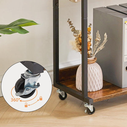 Mobiler Druckertisch Höhenverstellbar 3 Ablagen Rollen 44×30×82CM Braun