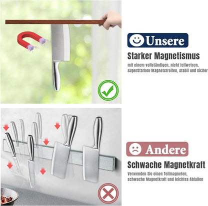 Magnetischer Messerhalter Walnussholz 40cm mit 2 Haken