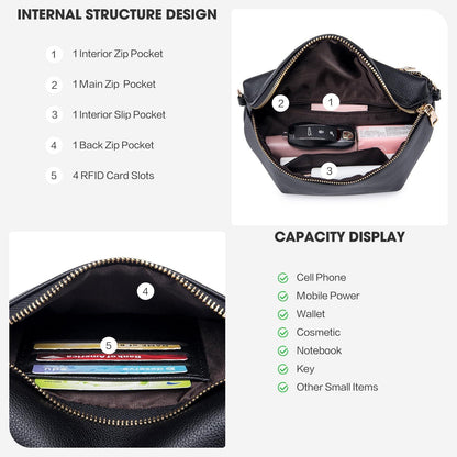 Kleine Damen Umhängetasche RFID Blockierung Crossbody Tasche Veganes Leder