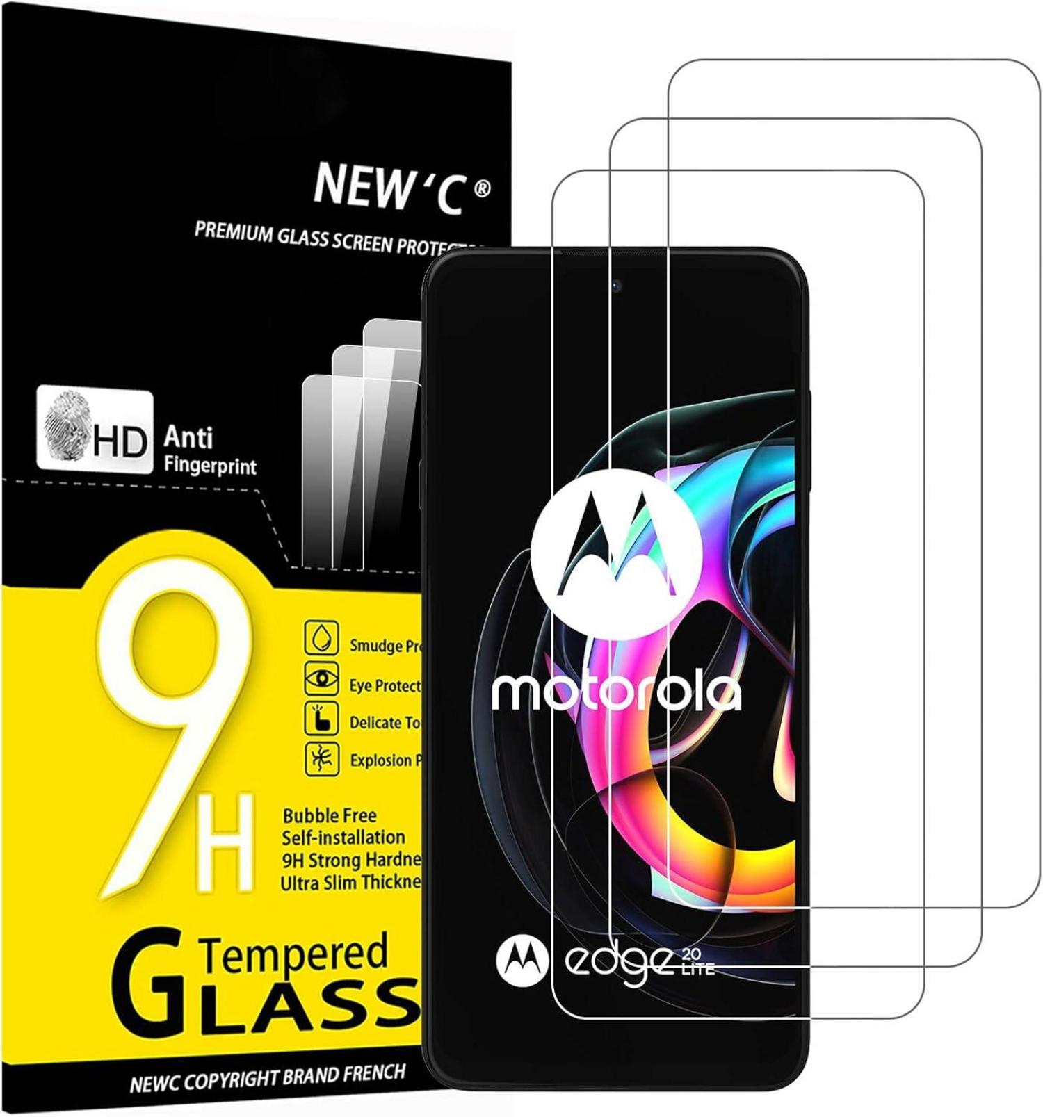 Panzer Schutzglas für Motorola Edge 20 Lite, 3er Pack, 9H Härte, HD