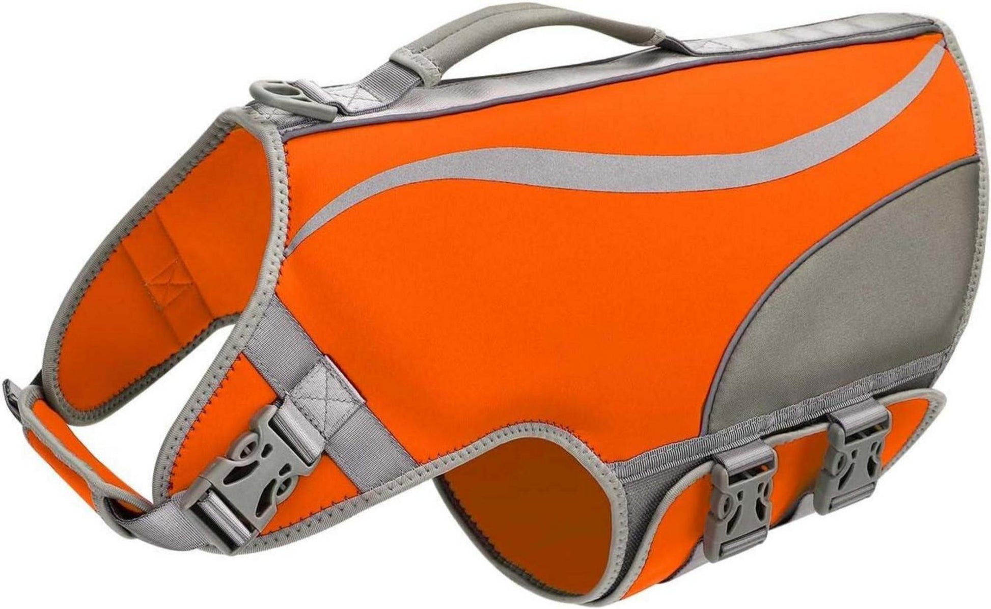 Neopren Schwimmweste für Hunde Orange verstellbar Klettverschluss