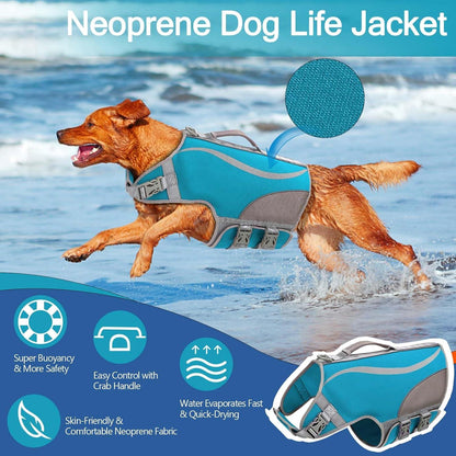 Hundeschwimmweste Neopren D-Ring S M L XL Blau