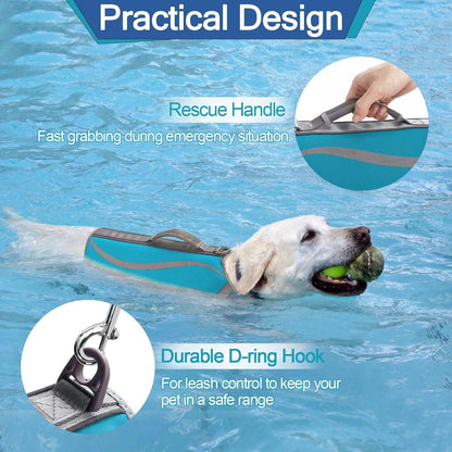 Schwimmweste Hunde Neopren Klettverschluss Rettungsweste Blau S