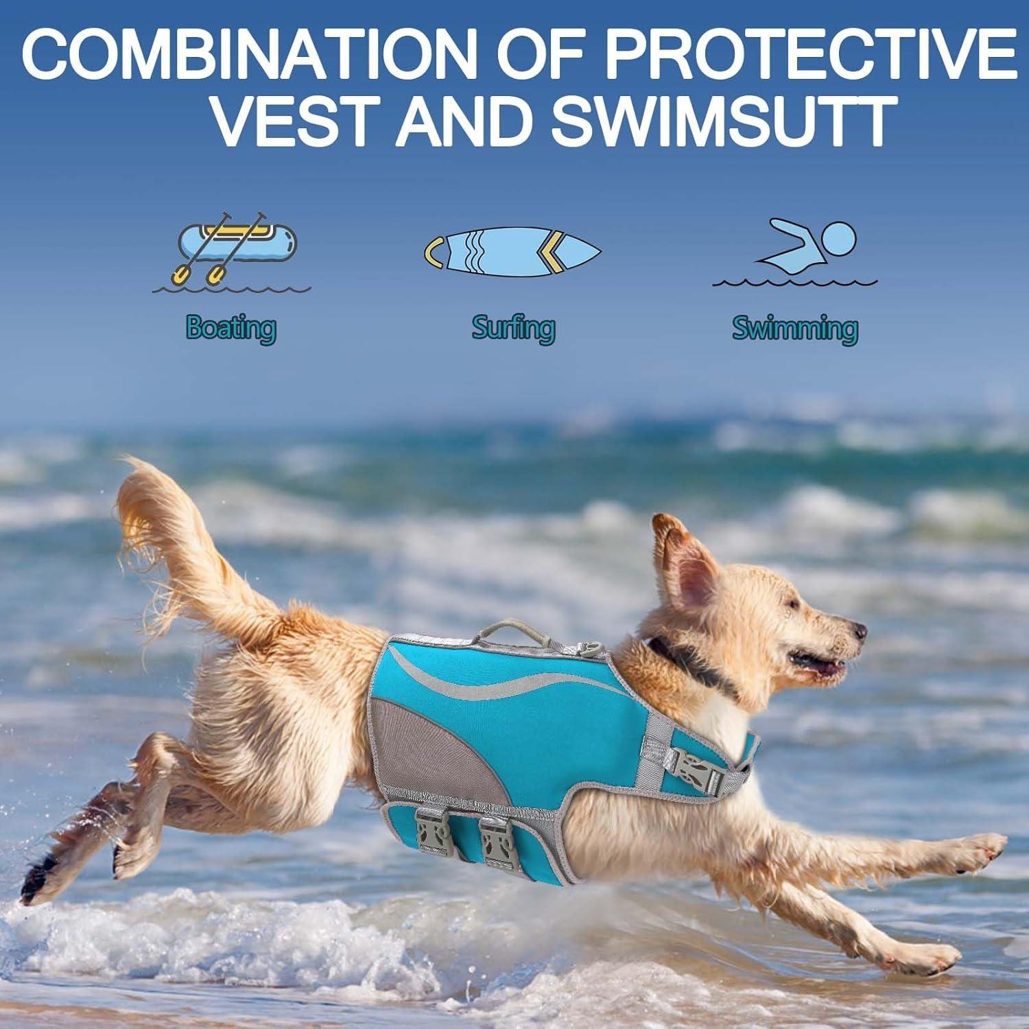 Schwimmweste für Hunde Blau Neopren Rettungsweste Einstellbar