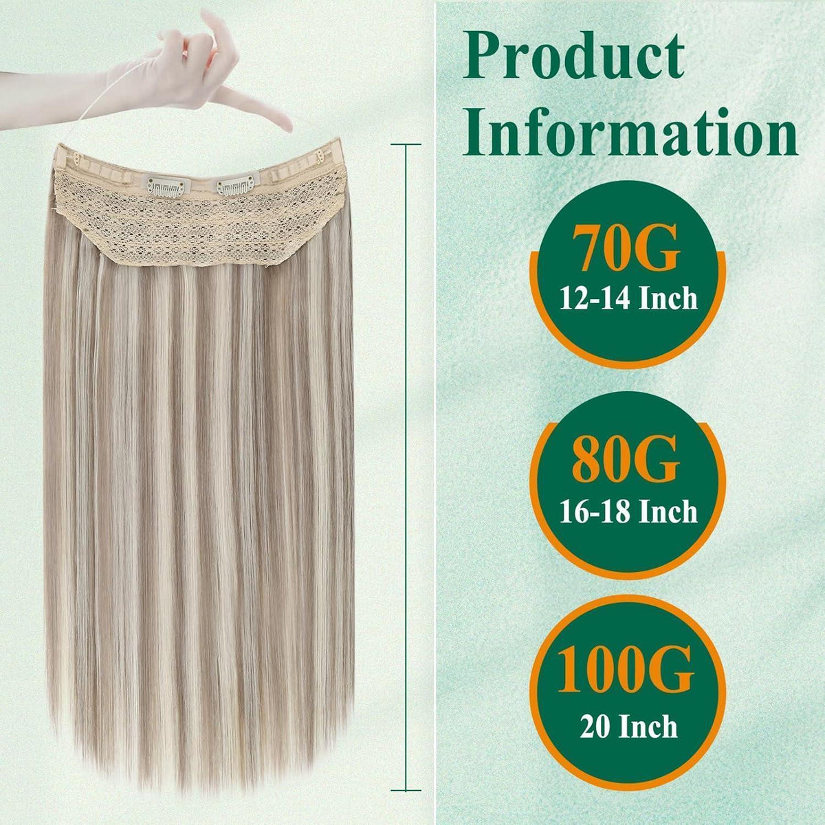 Remy Draht-Extension Ash Brown Mix Platin Blonde 45cm