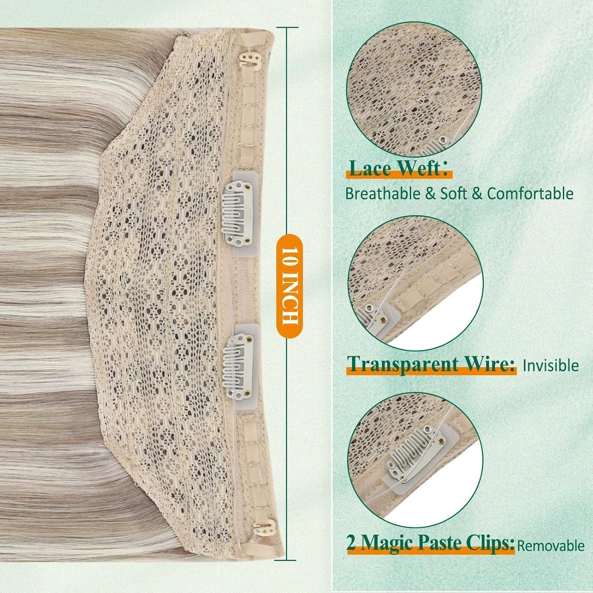 Remy Draht-Extension Ash Brown Mix Platin Blonde 45cm