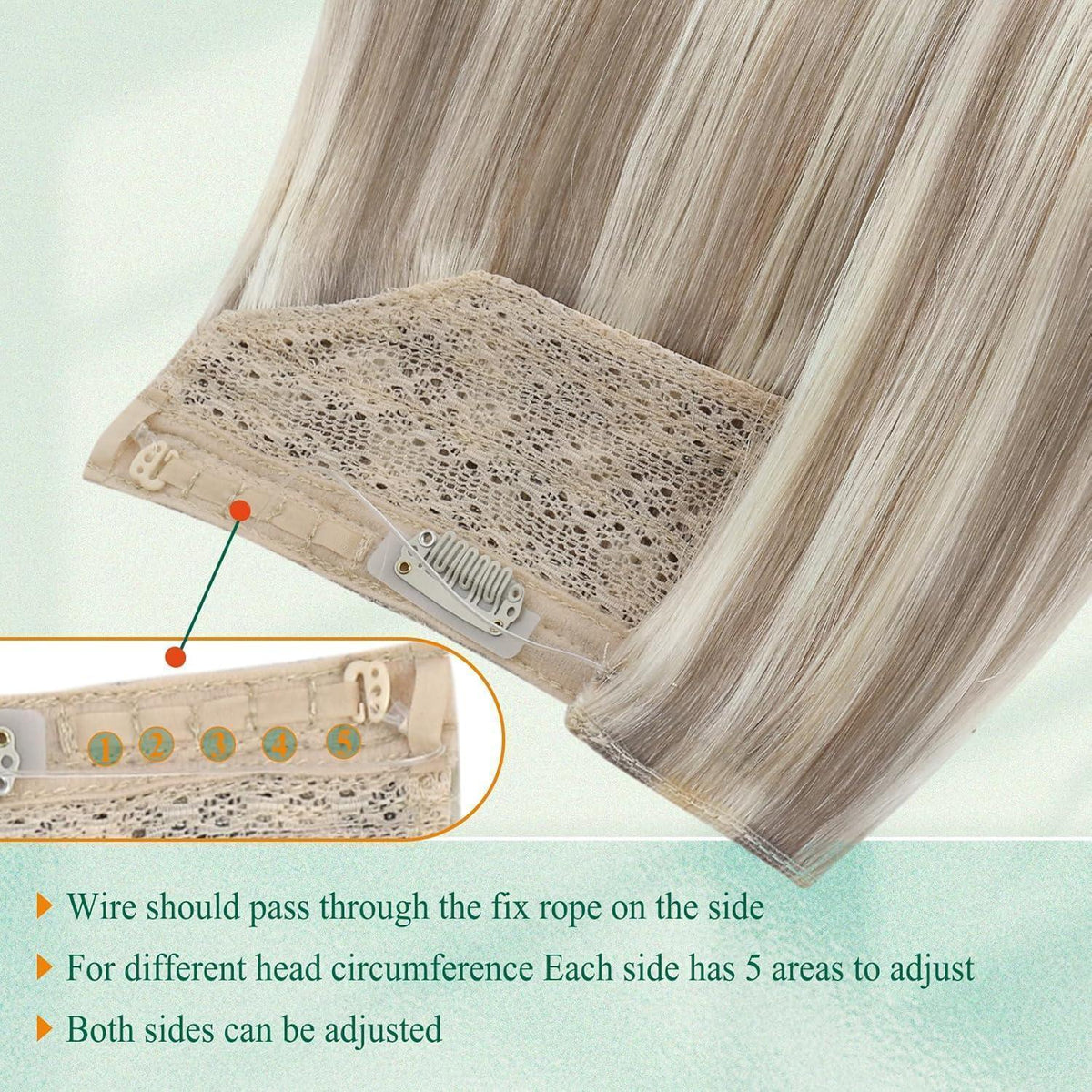 Remy Draht-Extension Ash Brown Mix Platin Blonde 45cm