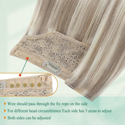 Remy Draht-Extension Ash Brown Mix Platin Blonde 45cm