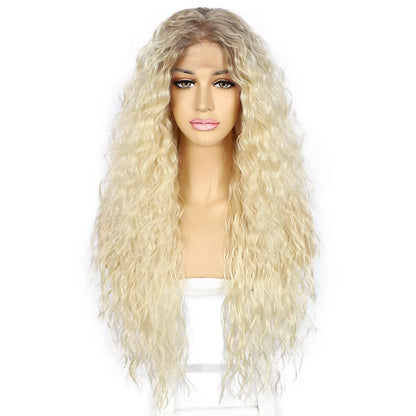 Blond Lockenperücke 613 Spitze Front Synthetisch 26 Zoll