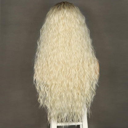 Blond Lockenperücke 613 Spitze Front Synthetisch 26 Zoll