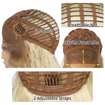 Blond Lockenperücke 613 Spitze Front Synthetisch 26 Zoll