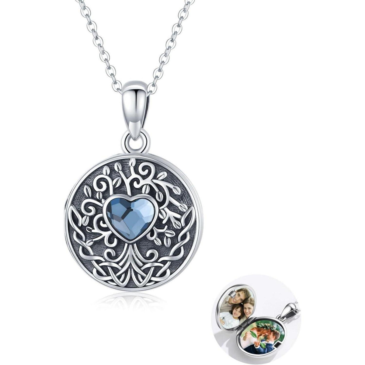925 Sterlingsilber Halskette mit Lebensbaum Medaillon für Damen