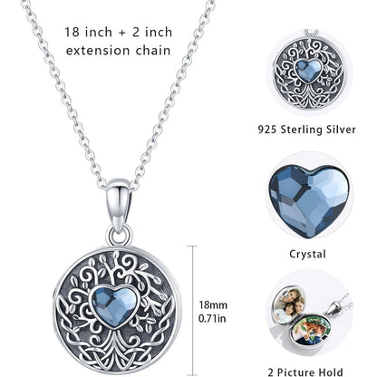 925 Sterlingsilber Halskette mit Lebensbaum Medaillon für Damen