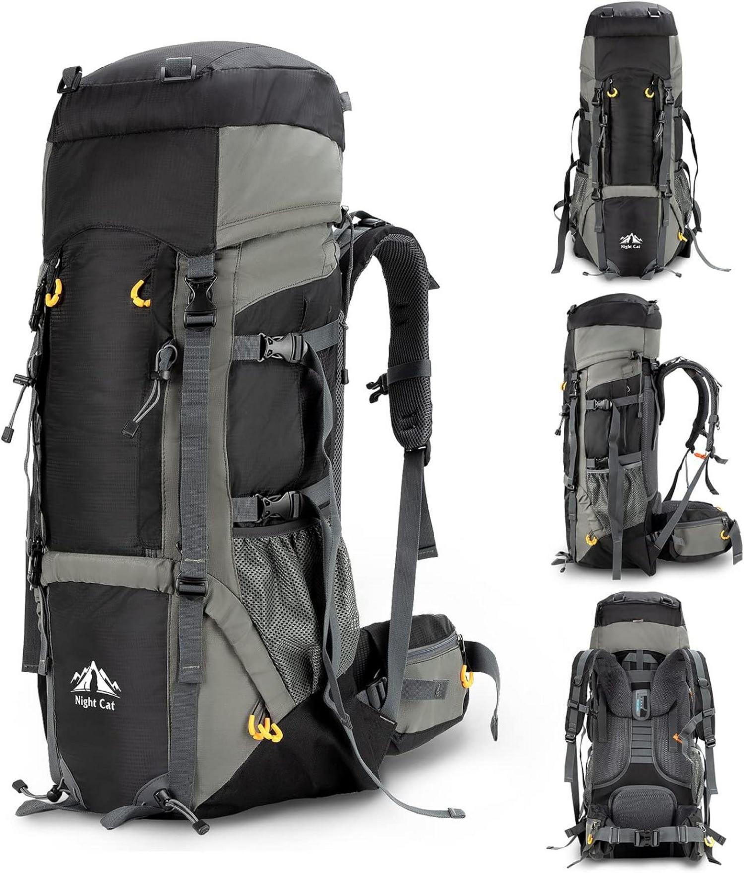 Night Cat Wanderrucksack 70L Outdoor Camping Trekking Rucksack Schwarz