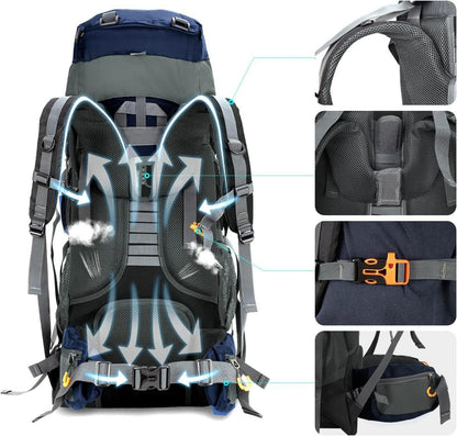 Night Cat Wanderrucksack 70L blau für Camping Trekking Klettern