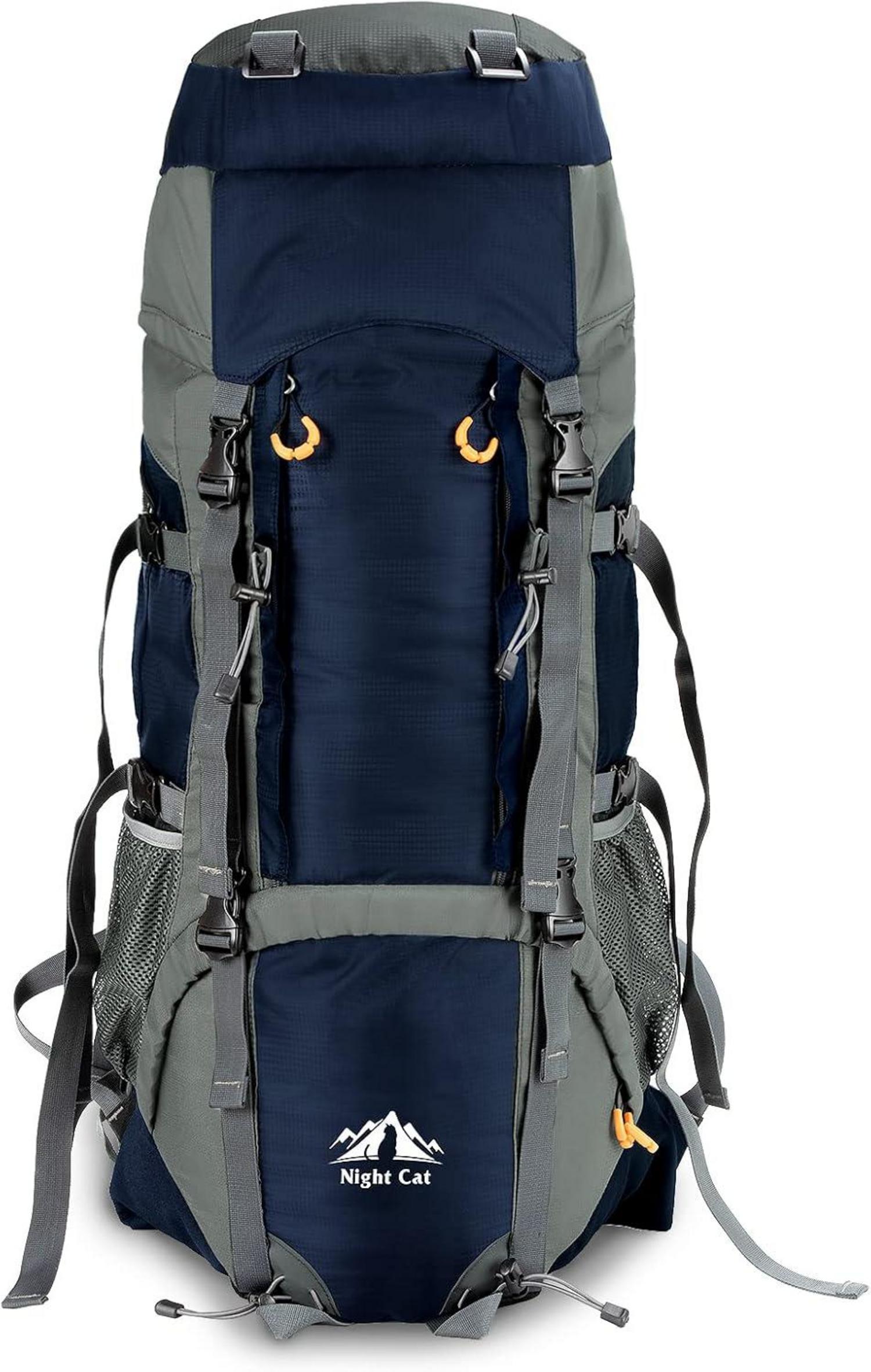Wanderrucksack 70L Herren Damen Trekkingrucksack blau wasserfest