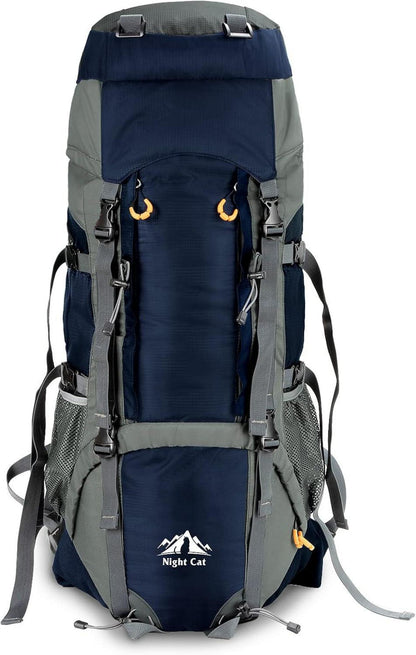 Wanderrucksack 70L Herren Damen Trekkingrucksack blau wasserfest