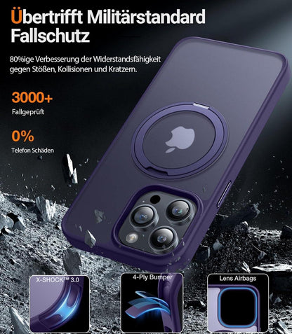TORRAS 360° Magnetischer Ring Ständer iPhone 14 Pro Max Hülle MagSafe dunkellila