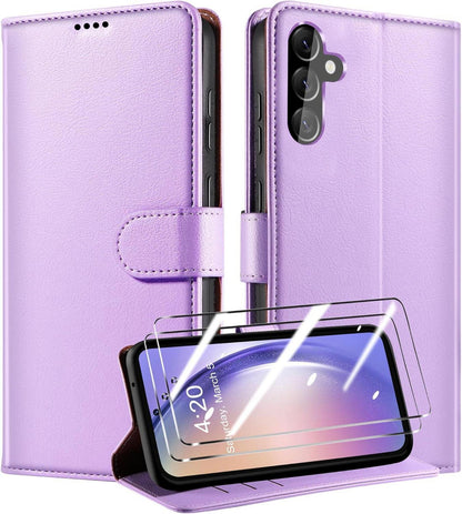 Handyhülle für Samsung Galaxy A54 5G + 2 Panzer Schutz Glas - Violett
