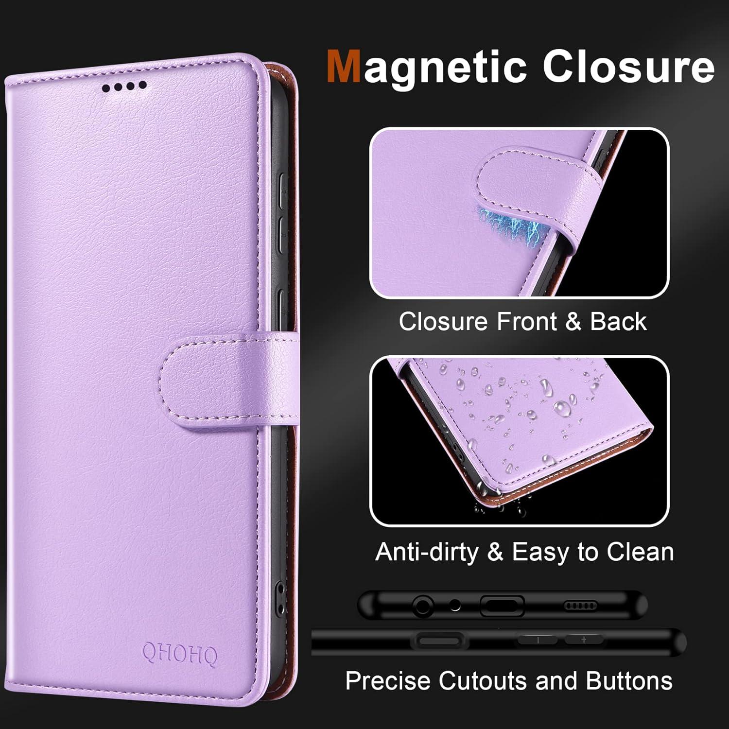 QHOHQ Samsung Galaxy A54 5G Hülle + 2 Panzer Schutz Glas Violett Flip Case